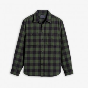 Thursday Boots Buffalo Check Men Shirts Green | VQZ7239JL