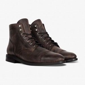 Thursday Boots Captain Men Lace Up Boots Coffee | ROH3028TO