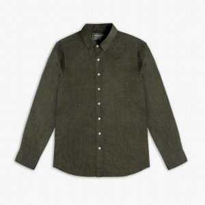 Thursday Boots Linen Men Shirts Olive | DOS903DV