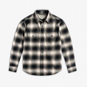 Thursday Boots Summit Flannel Men Shirts Black | XUY2075XZ