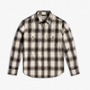 Thursday Boots Summit Flannel Men Shirts Black | OMQ1364PG