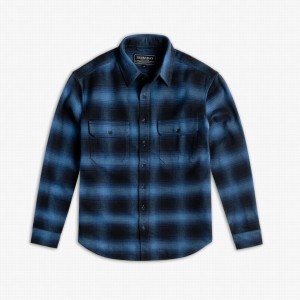 Thursday Boots Summit Flannel Men Shirts Navy | IXP9714GO