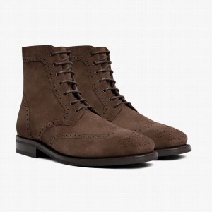 Thursday Boots Wingtip Men Lace Up Boots Chocolate | AOV3753SZ