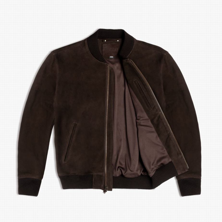 Thursday Boots Bomber Men Jackets Coffee | PIJ1952ZJ