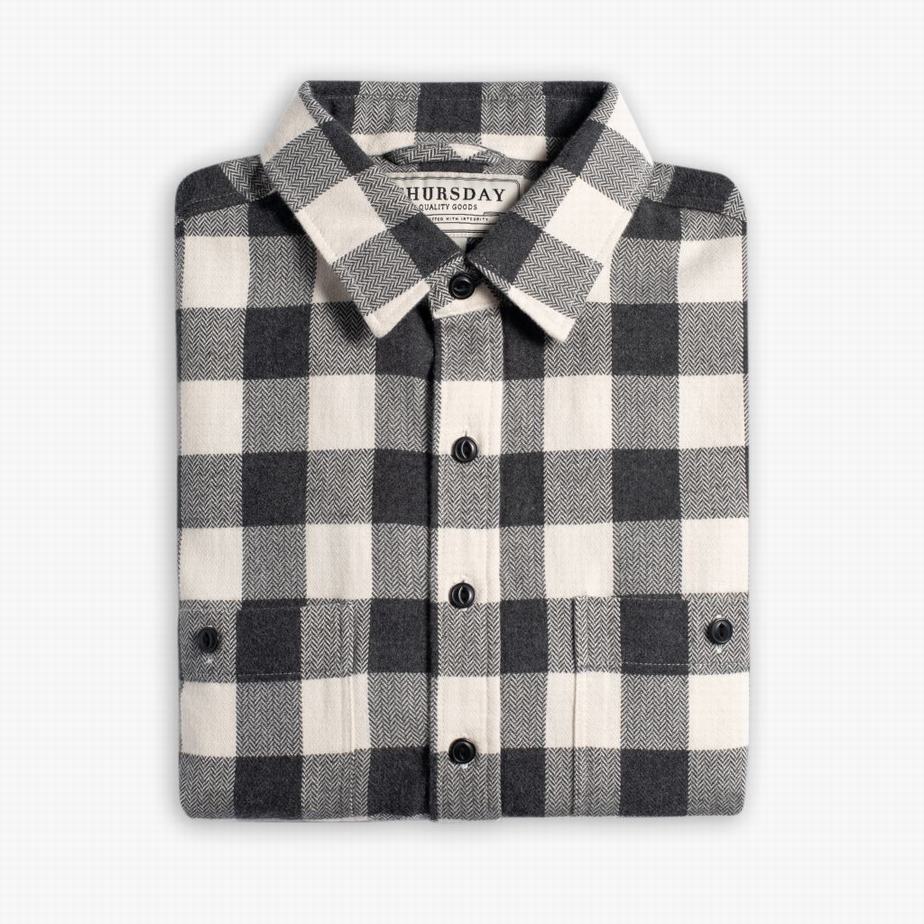 Thursday Boots Buffalo Check Men Shirts Black Cream | BXT8161KM