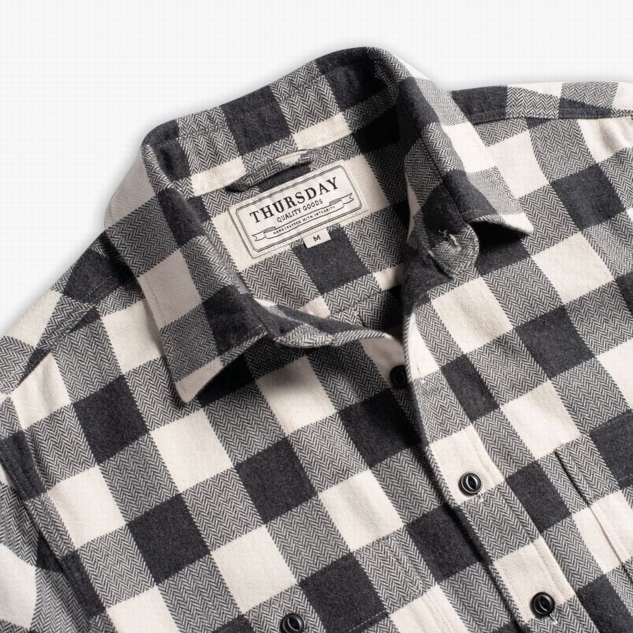 Thursday Boots Buffalo Check Men Shirts Black Cream | BXT8161KM