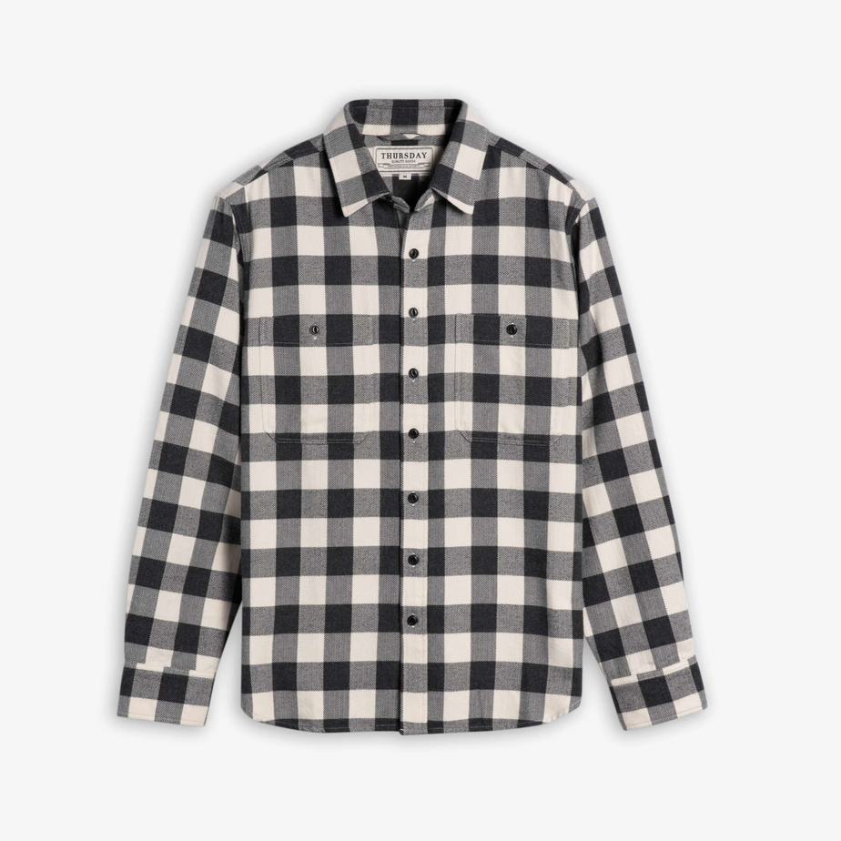 Thursday Boots Buffalo Check Men Shirts Black Cream | BXT8161KM