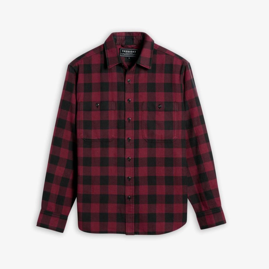 Thursday Boots Buffalo Check Men Shirts Red | RLZ16100SK