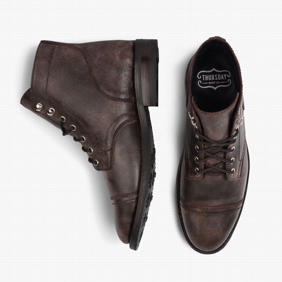 Thursday Boots Captain Men Lace Up Boots Coffee | ROH3028TO