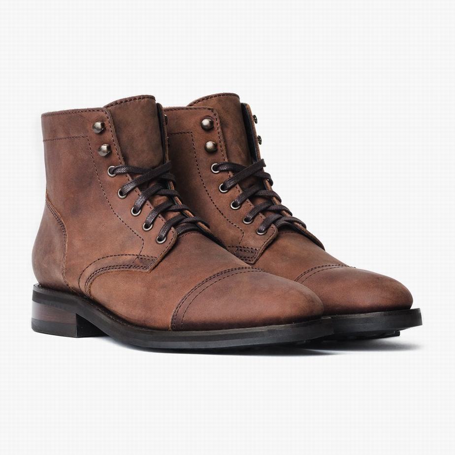 Thursday Boots Captain Men Lace Up Boots Chocolate | UCS4393PT