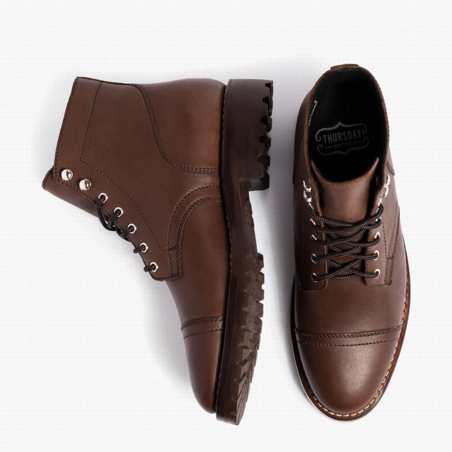 Thursday Boots Captain StormKing® Men Lace Up Boots Chocolate | FYW930BS