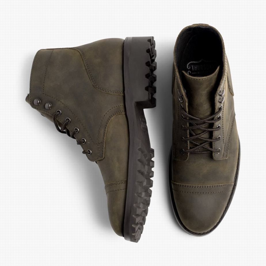 Thursday Boots Captain StormKing® Men Lace Up Boots Dark Olive | UER4898PP