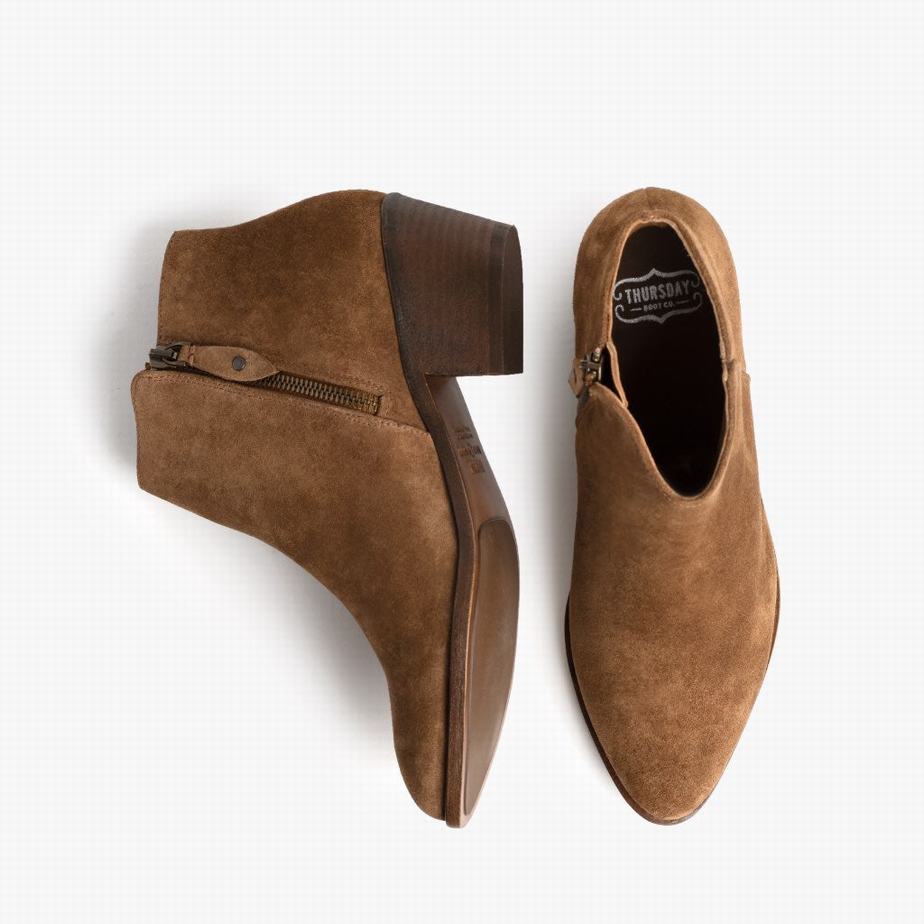 Thursday Boots Downtown Women Booties Brown | RBF9732CQ