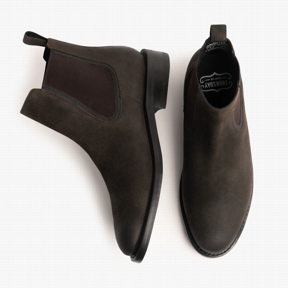 Thursday Boots Duke Men Chelsea Boots Dark Olive | ERO2035GJ