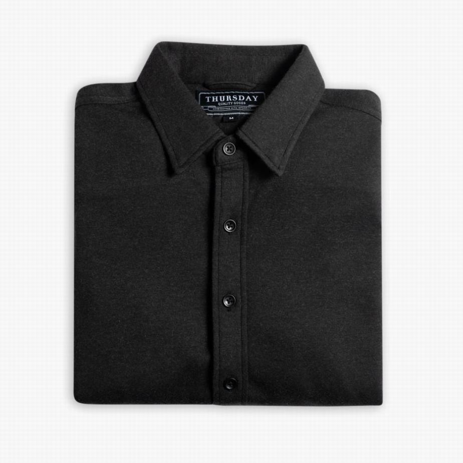 Thursday Boots Everyday Button-Down Men Shirts Black | QAW515XV