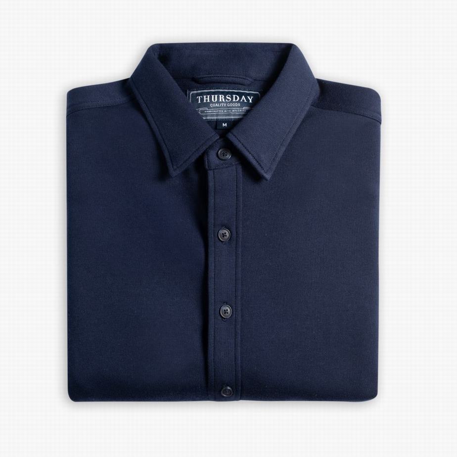 Thursday Boots Everyday Button-Down Men Shirts Navy | FHU8179ZS