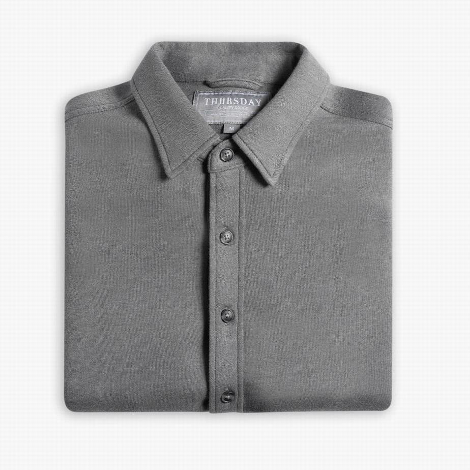 Thursday Boots Everyday Button-Down Men Shirts Grey | BZW625PQ