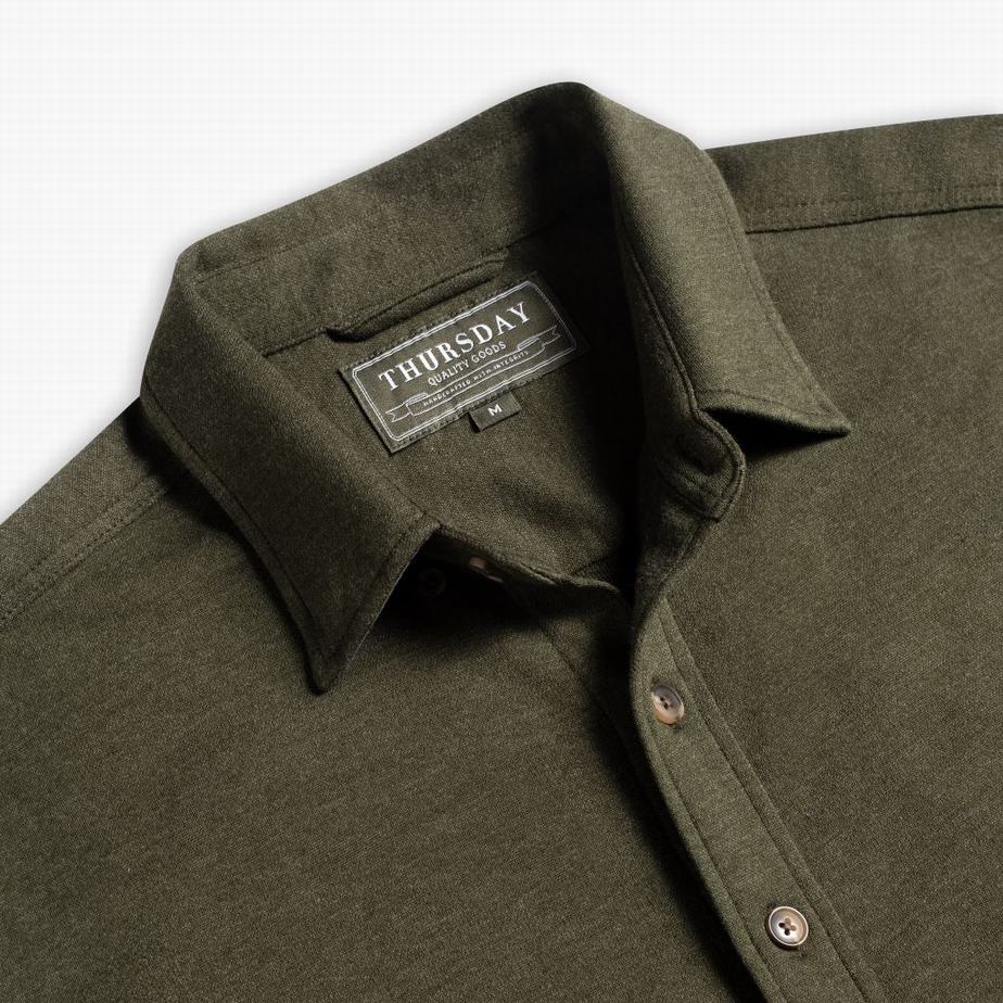 Thursday Boots Everyday Button-Down Men Shirts Olive | GRX6865LF