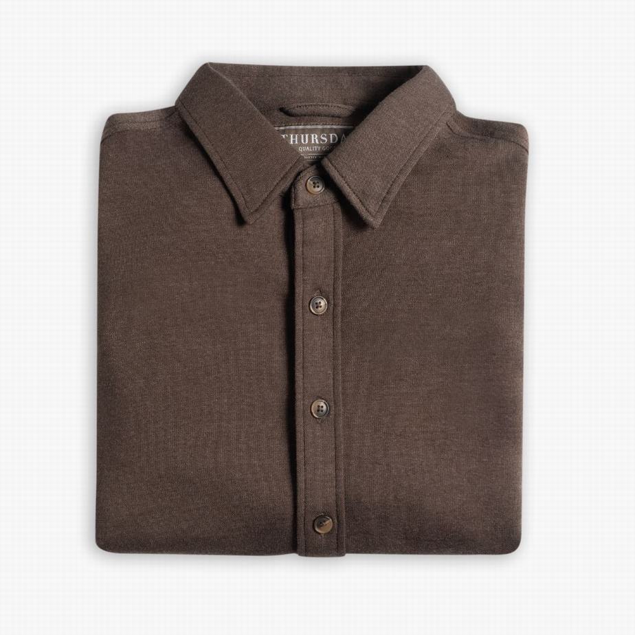 Thursday Boots Everyday Button-Down Men Shirts Brown | UXM791CR