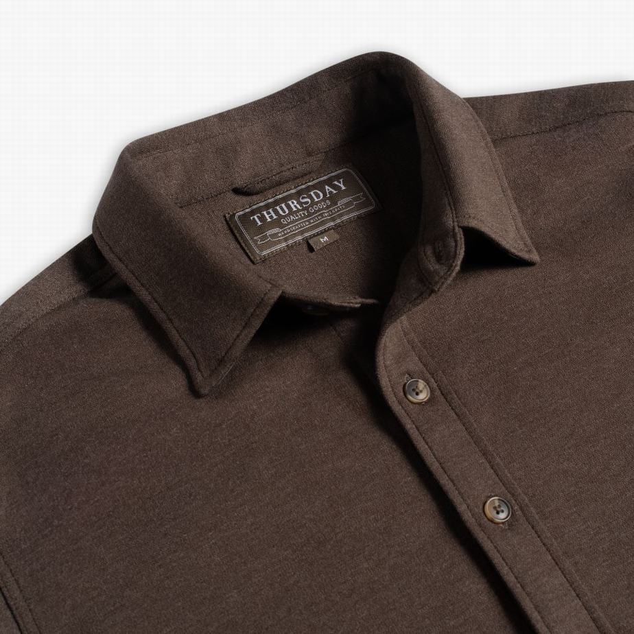 Thursday Boots Everyday Button-Down Men Shirts Brown | UXM791CR