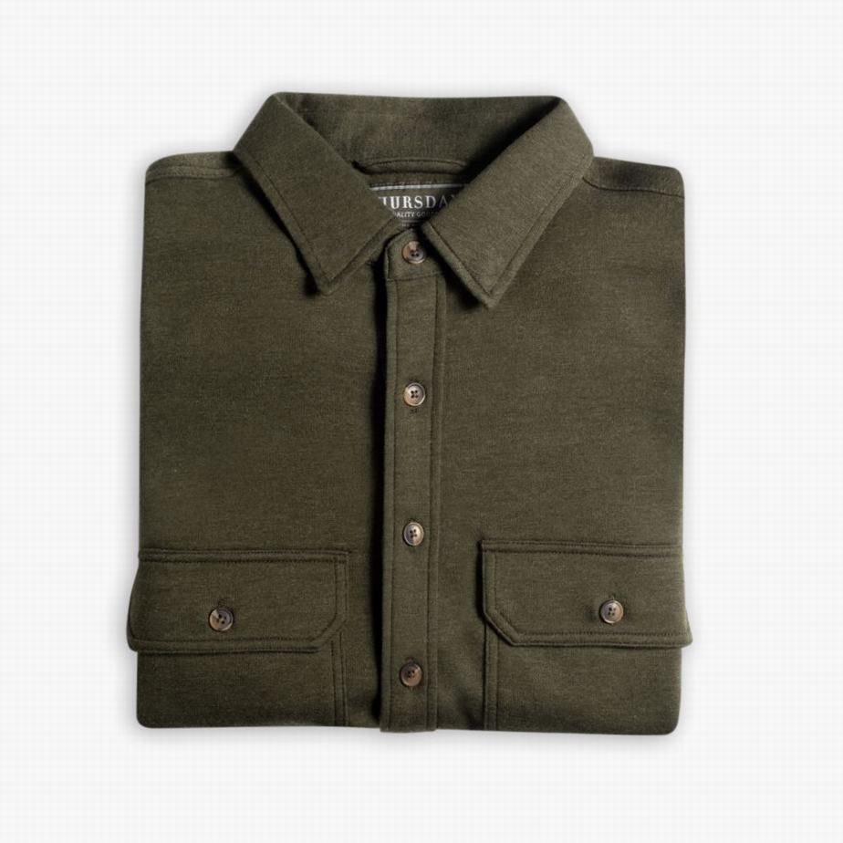 Thursday Boots Everyday Button-Down Men Shirts Olive | TBH1037TM