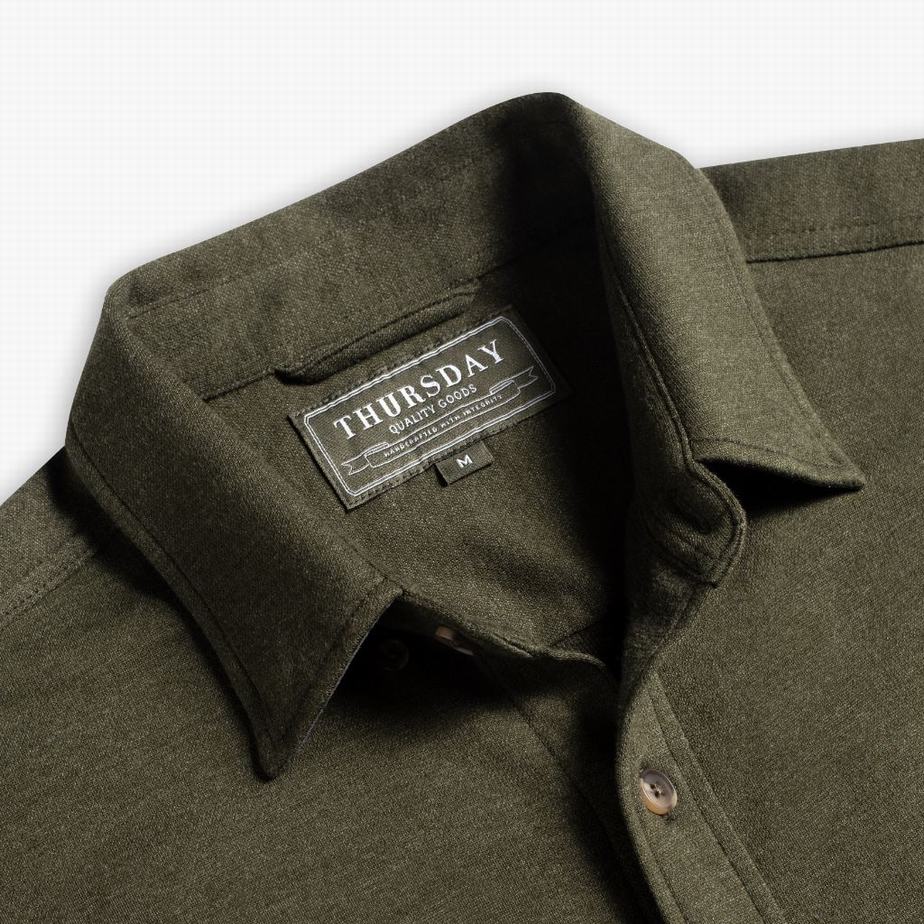 Thursday Boots Everyday Button-Down Men Shirts Olive | TBH1037TM