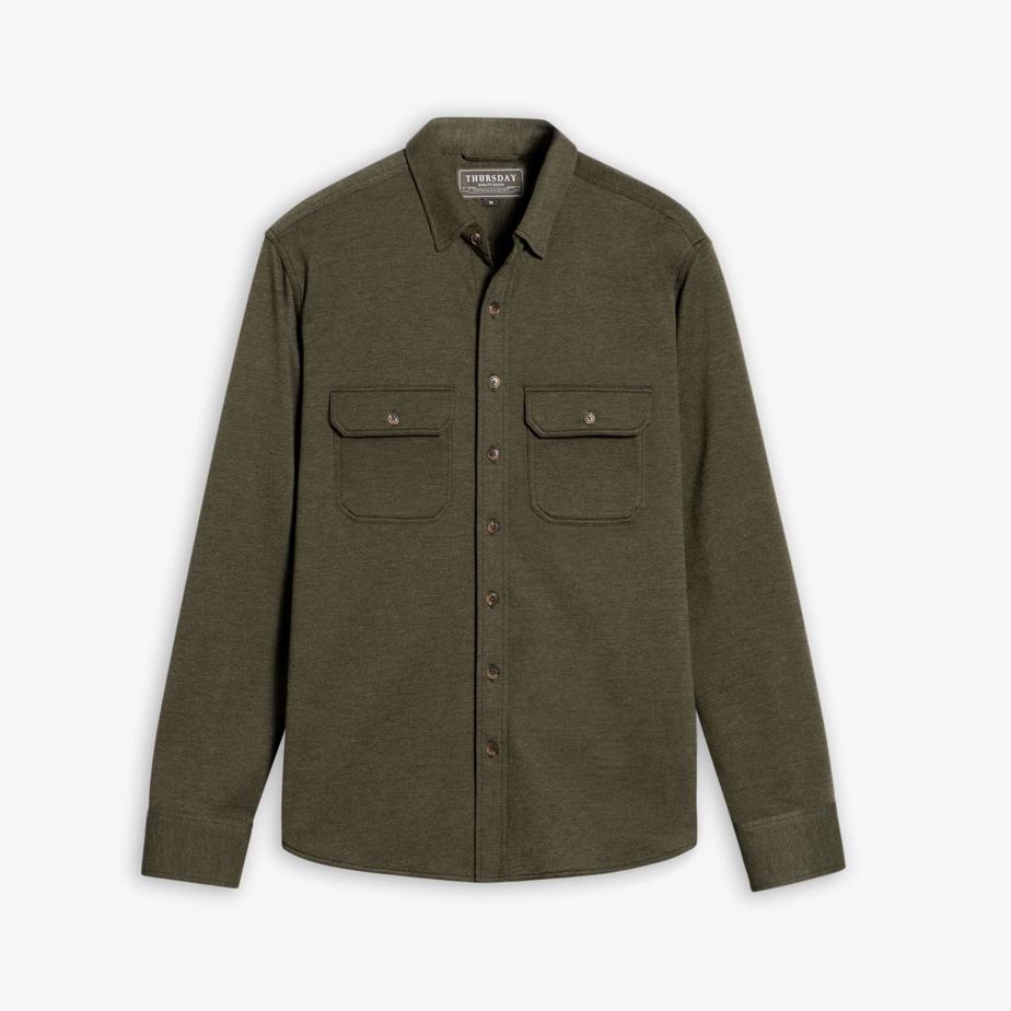 Thursday Boots Everyday Button-Down Men Shirts Olive | TBH1037TM