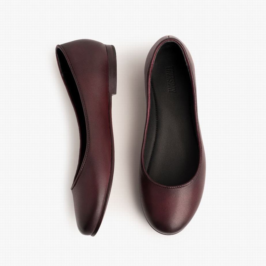 Thursday Boots Feliz Women Ballet Flats Burgundy | PDD4217UN