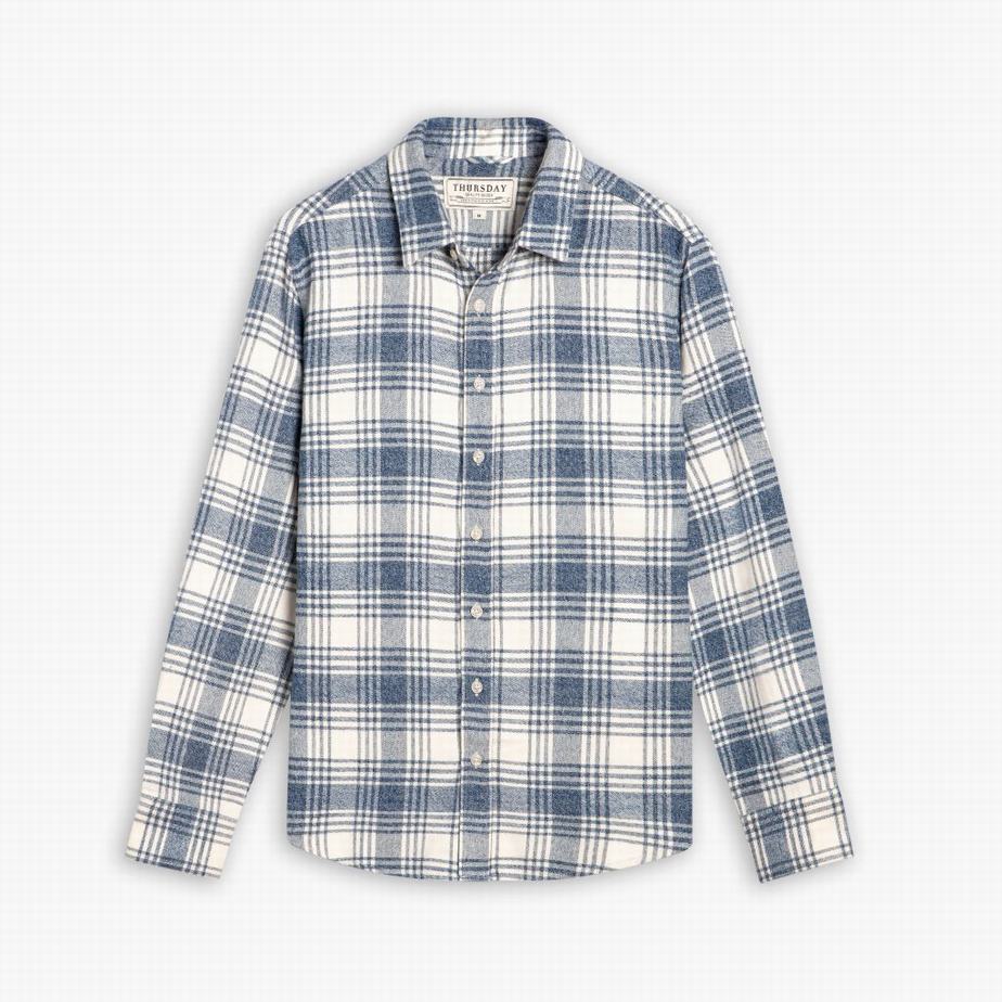 Thursday Boots Forever Flannel Men Shirts Blue | QDT9561TH