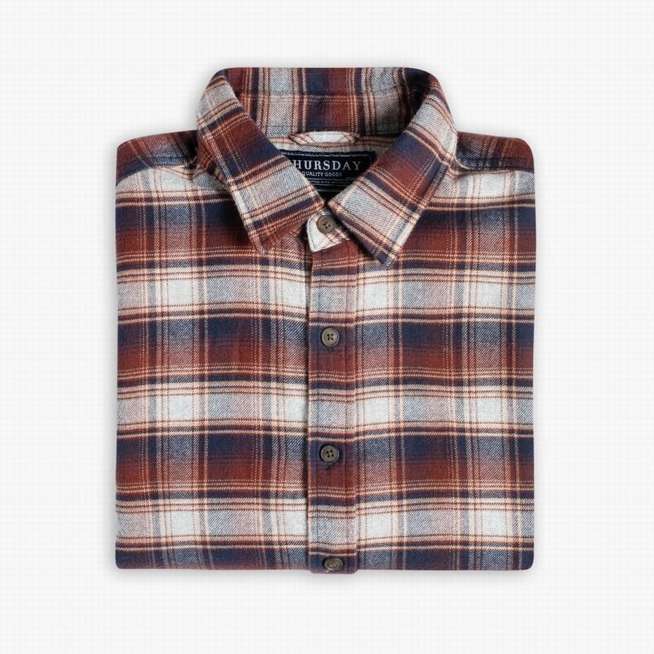 Thursday Boots Forever Flannel Men Shirts Burgundy | SXY9821PF