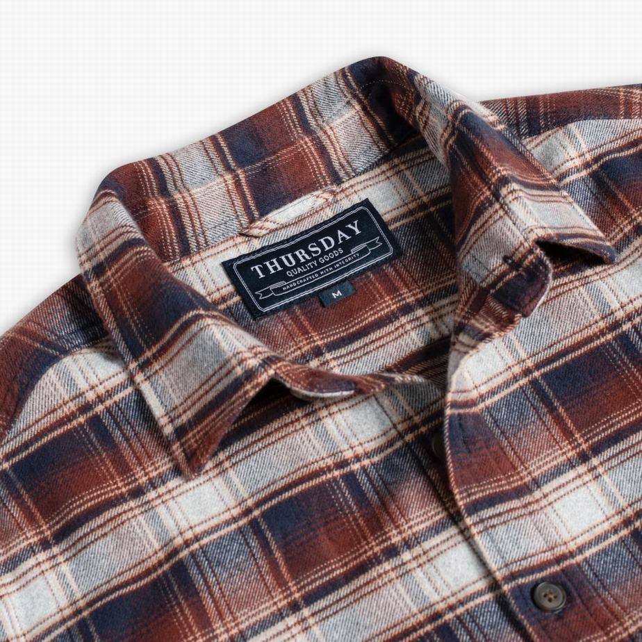 Thursday Boots Forever Flannel Men Shirts Burgundy | SXY9821PF