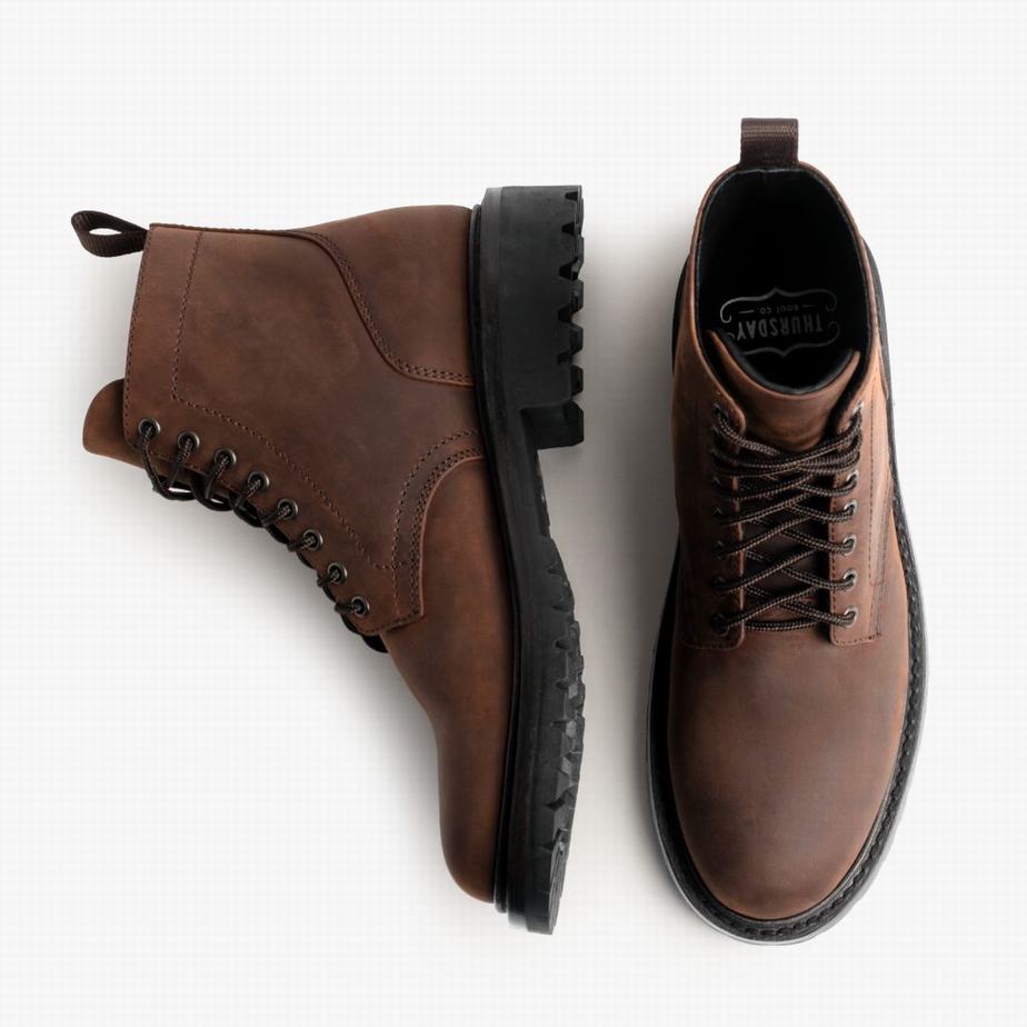 Thursday Boots Hero Men Lace Up Boots Chocolate | UFV487TV