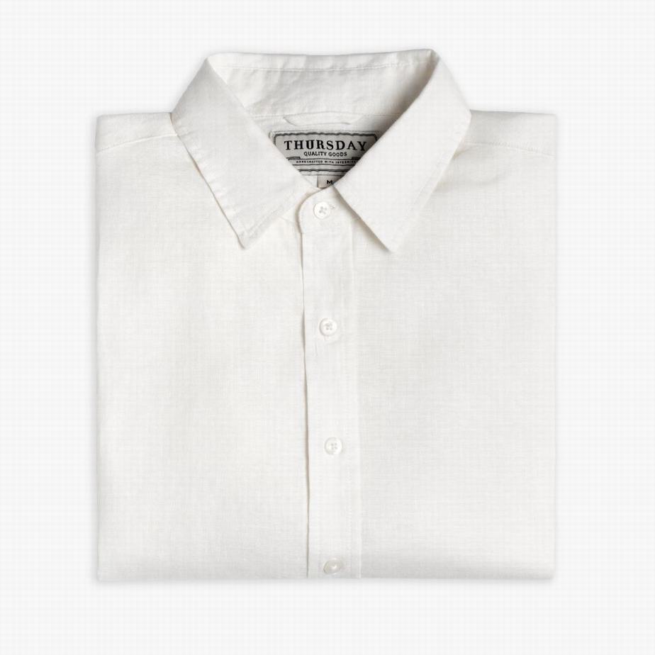 Thursday Boots Linen Men Shirts White | MKM2072PQ