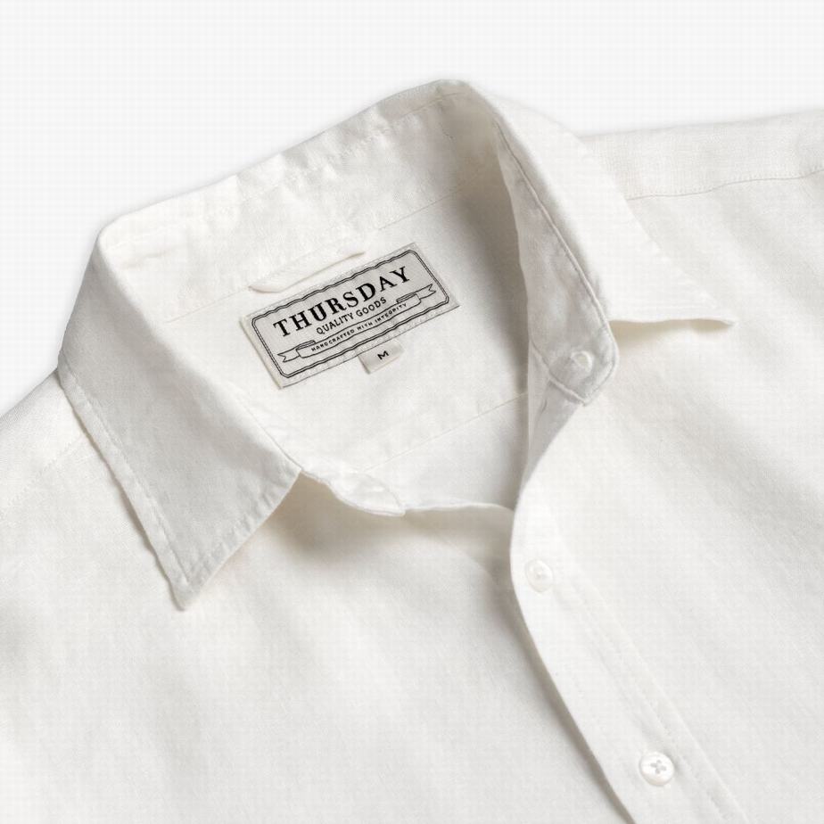 Thursday Boots Linen Men Shirts White | MKM2072PQ