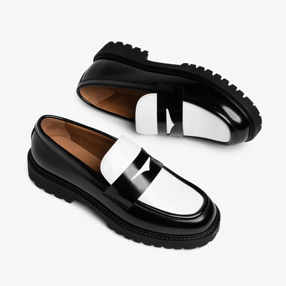 Thursday Boots Penny Women Loafers Black White | MKV9476ET