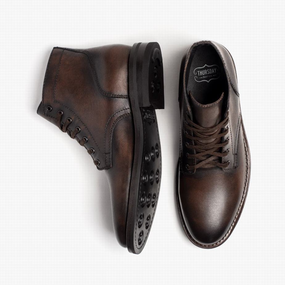 Thursday Boots President Men Lace Up Boots Black Coffee | YKT5074JW