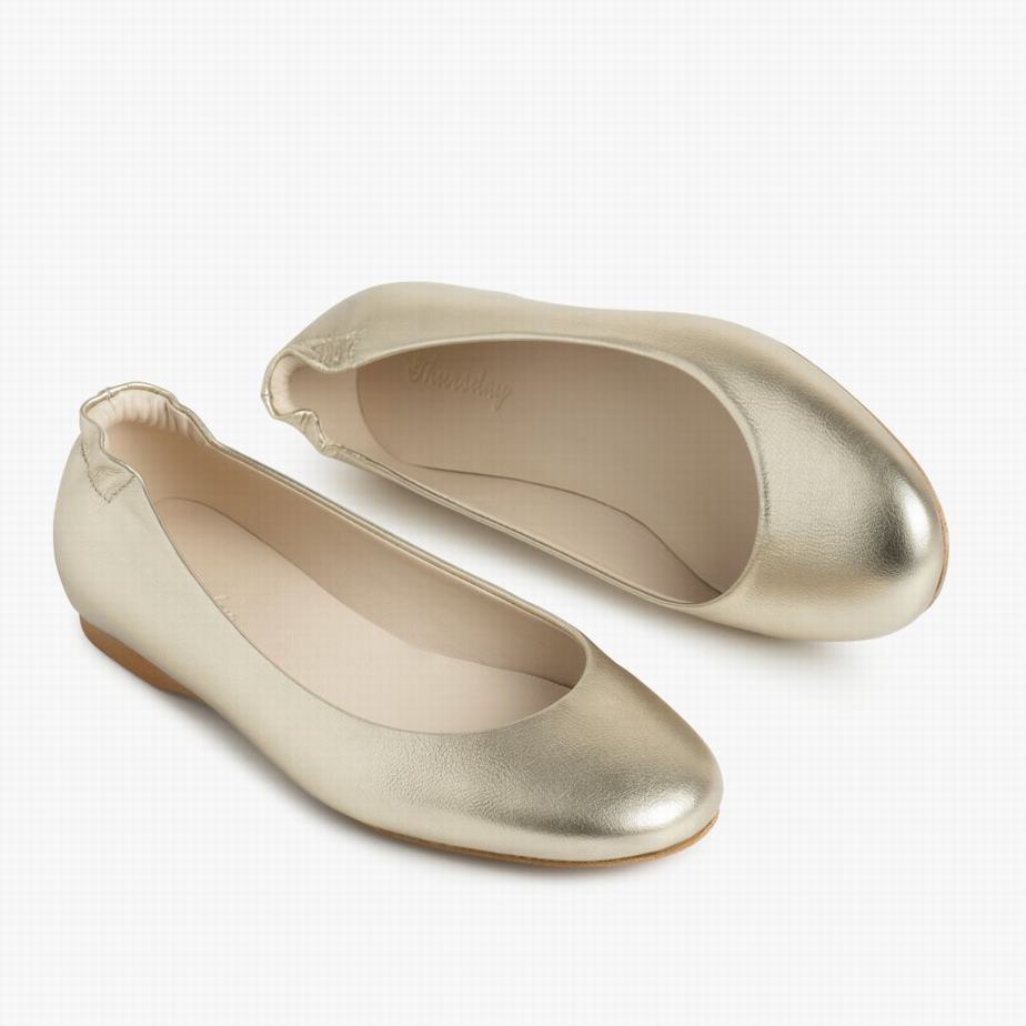 Thursday Boots Scrunch Women Ballet Flats Gold | SDT1585VT