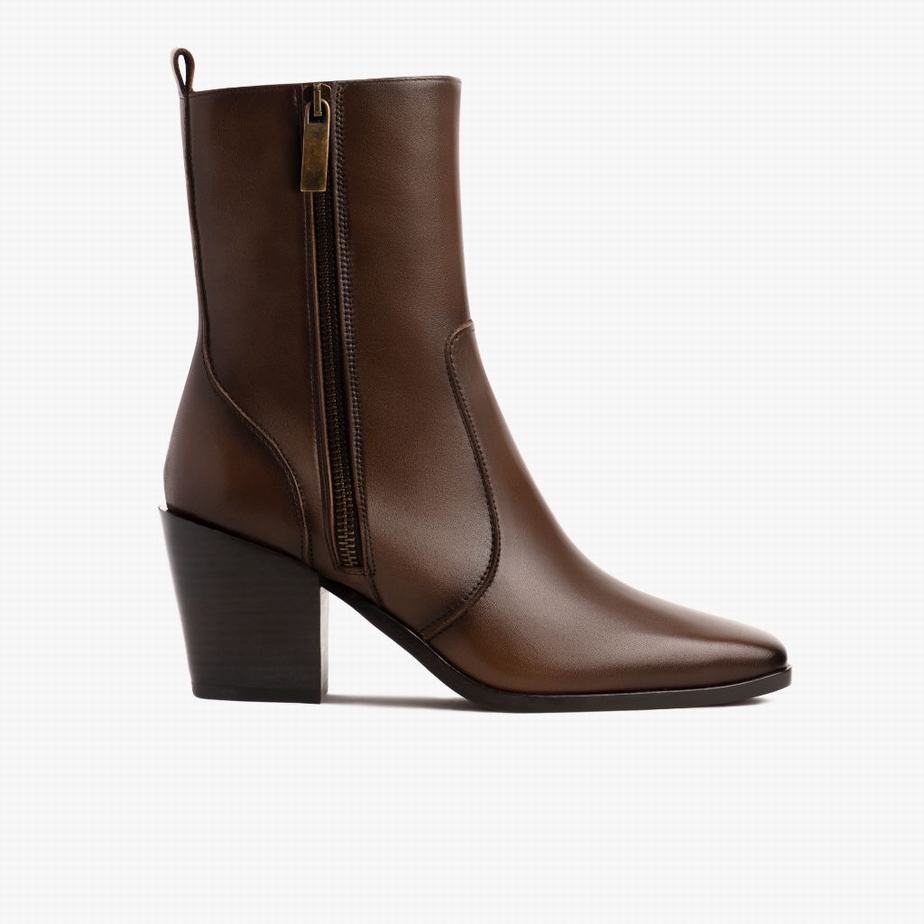 Thursday Boots Soho Zip Women Booties Chocolate | QLQ3386NI