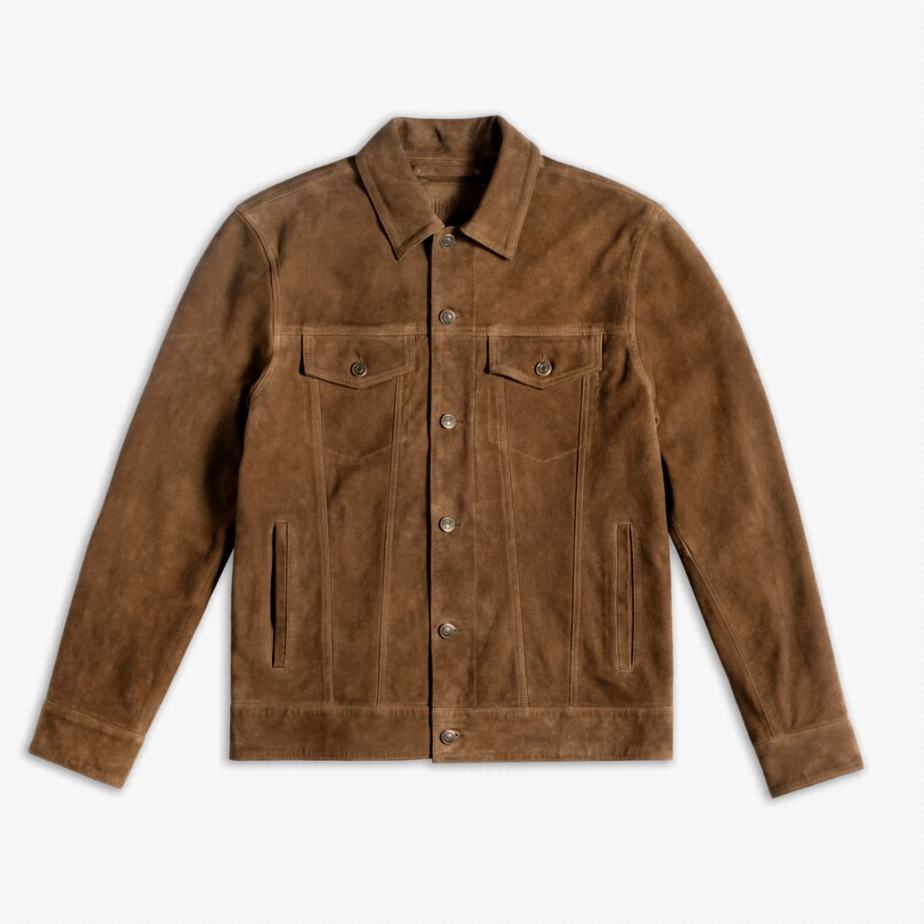 Thursday Boots Suede Trucker Men Jackets Brown | MGJ1569XK