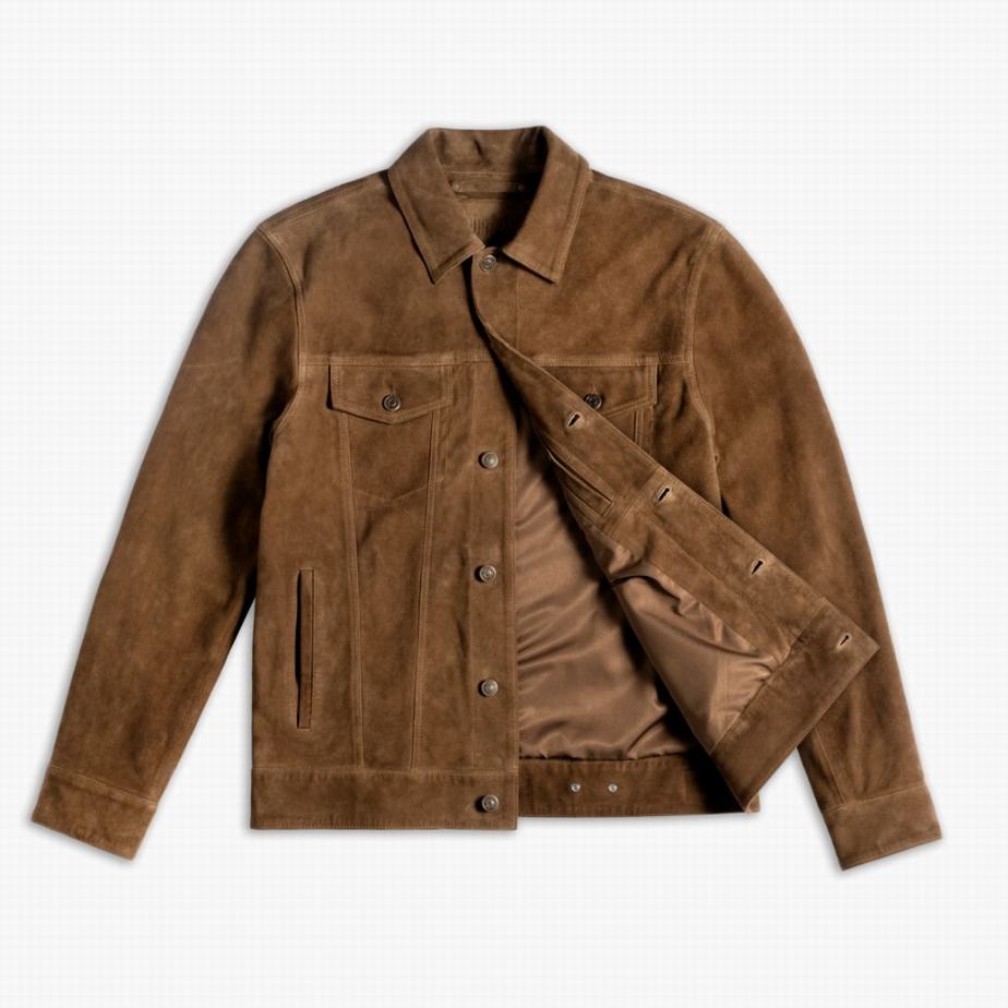 Thursday Boots Suede Trucker Men Jackets Brown | MGJ1569XK