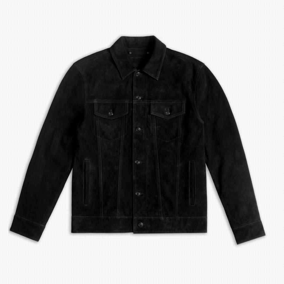 Thursday Boots Suede Trucker Men Jackets Black | ZYP9460DP