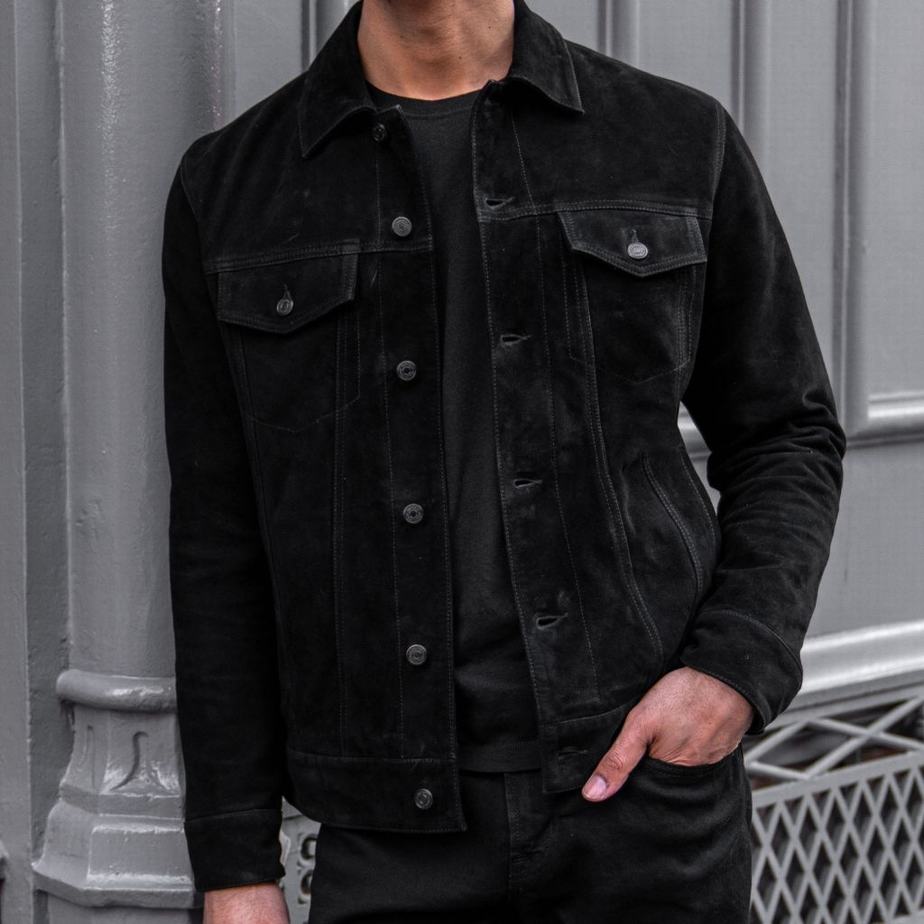 Thursday Boots Suede Trucker Men Jackets Black | ZYP9460DP