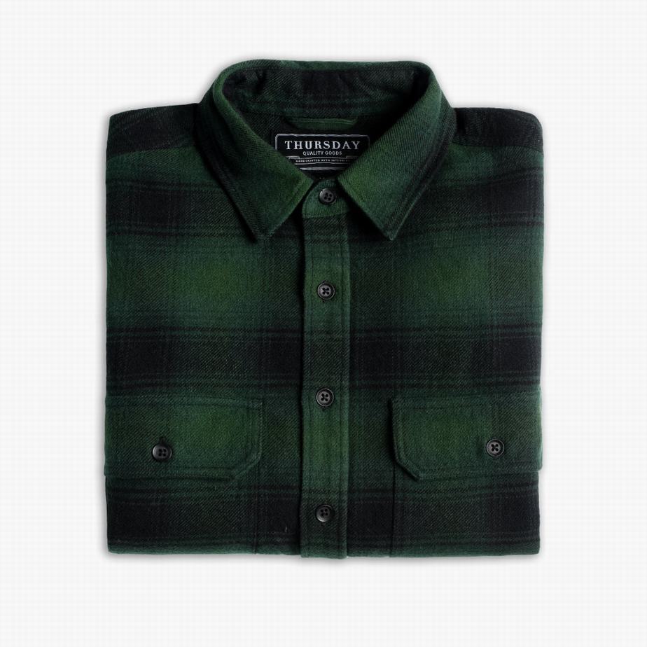 Thursday Boots Summit Flannel Men Shirts Green | SPH9171LA