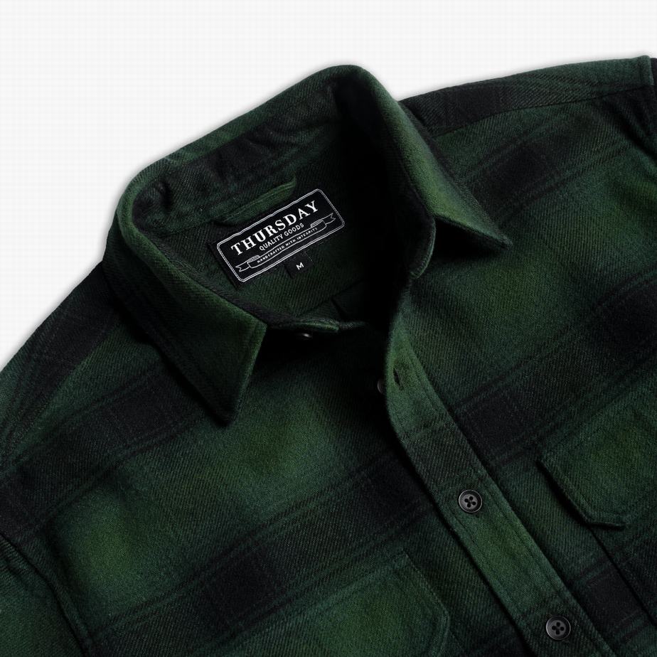 Thursday Boots Summit Flannel Men Shirts Green | SPH9171LA