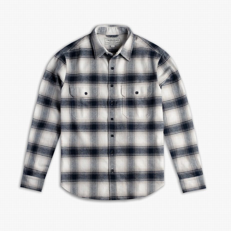 Thursday Boots Summit Flannel Men Shirts Blue | BAN1484WB