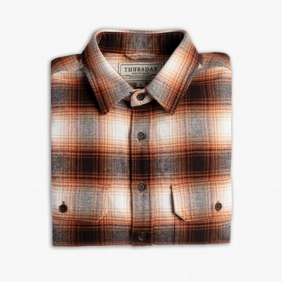 Thursday Boots Summit Flannel Men Shirts Orange | XFV9346SH