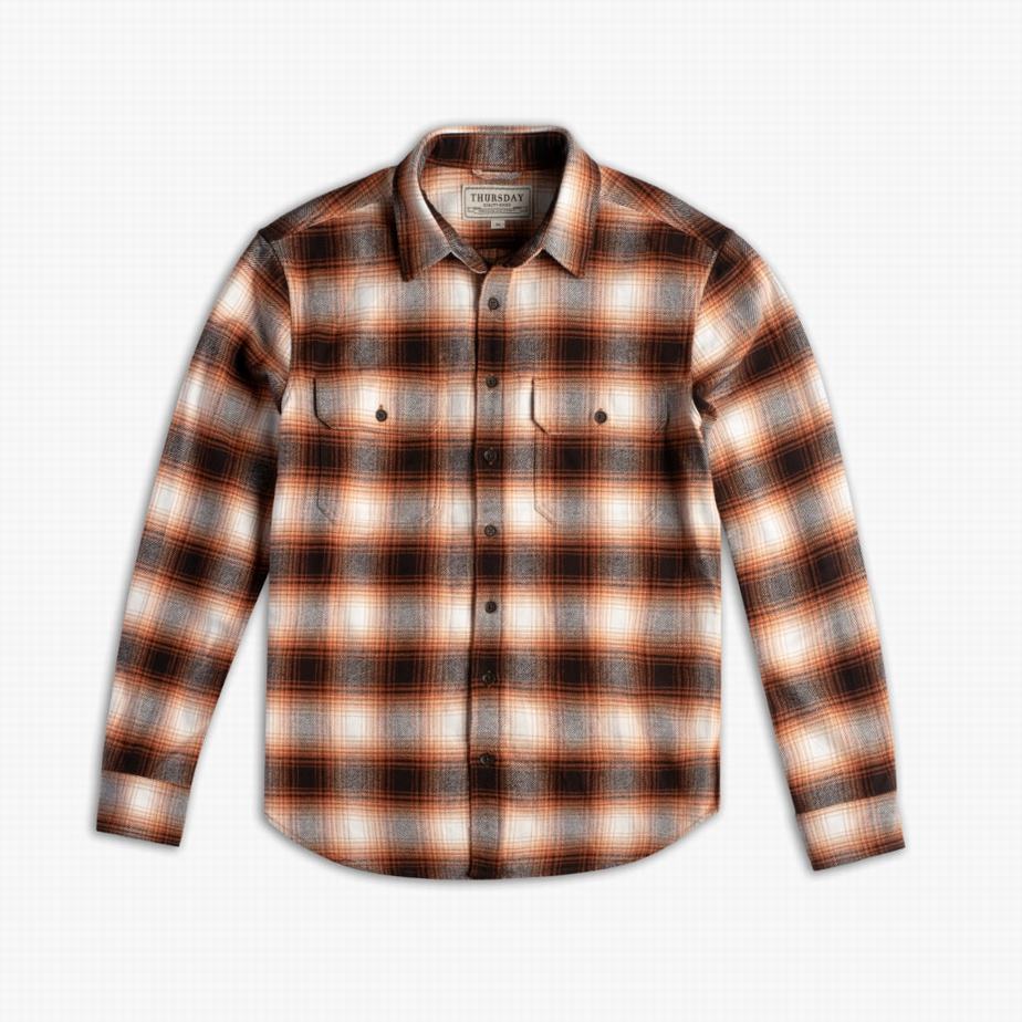 Thursday Boots Summit Flannel Men Shirts Orange | XFV9346SH