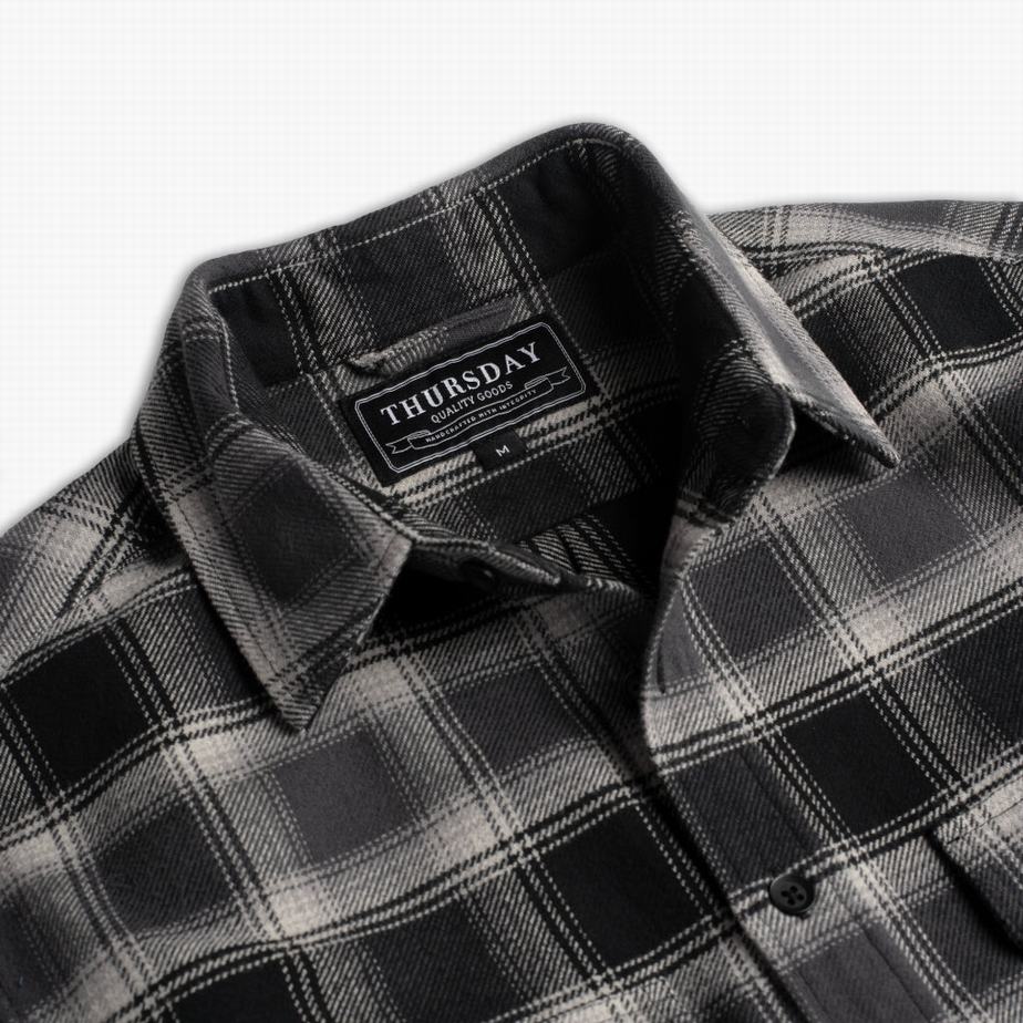 Thursday Boots Summit Flannel Men Shirts Black | NJU8915OP