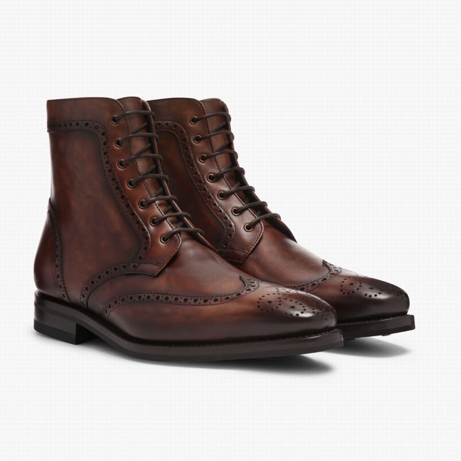 Thursday Boots Wingtip Men Lace Up Boots Chocolate | QPA643AB